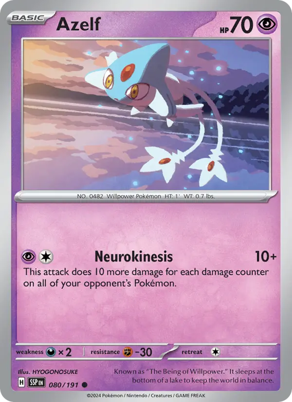 Azelf Reverse Holo 080/191 Surging Sparks Pokémon Card