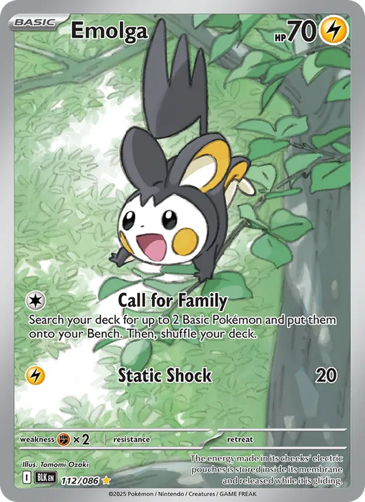 Emolga Holo 112/86 Black Bolt Pokémon Card
