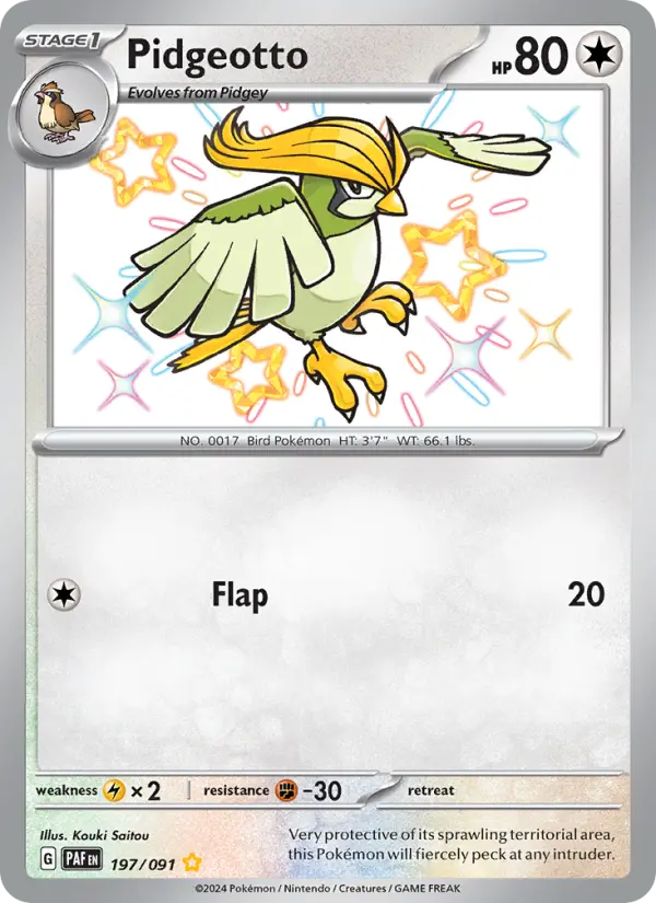 Pidgeotto Holo 197/91 Paldean Fates Pokémon Card