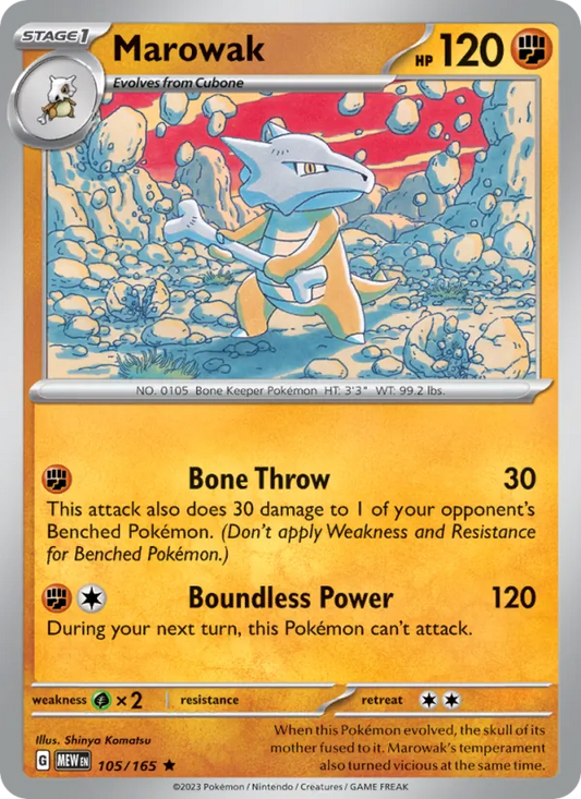 Marowak Holo 105/165 151 Pokémon Card