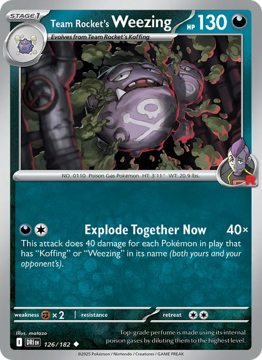 Team Rocket's Weezing Normal 126/182 Destined Rivals Pokémon Card