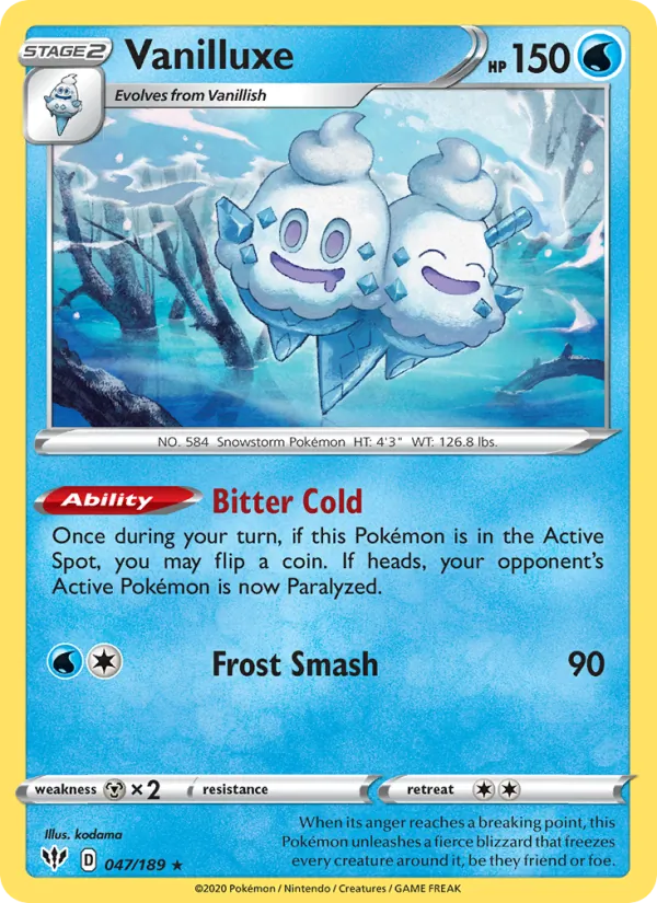 Vanilluxe Reverse Holo 047/189 Darkness Ablaze Pokémon Card