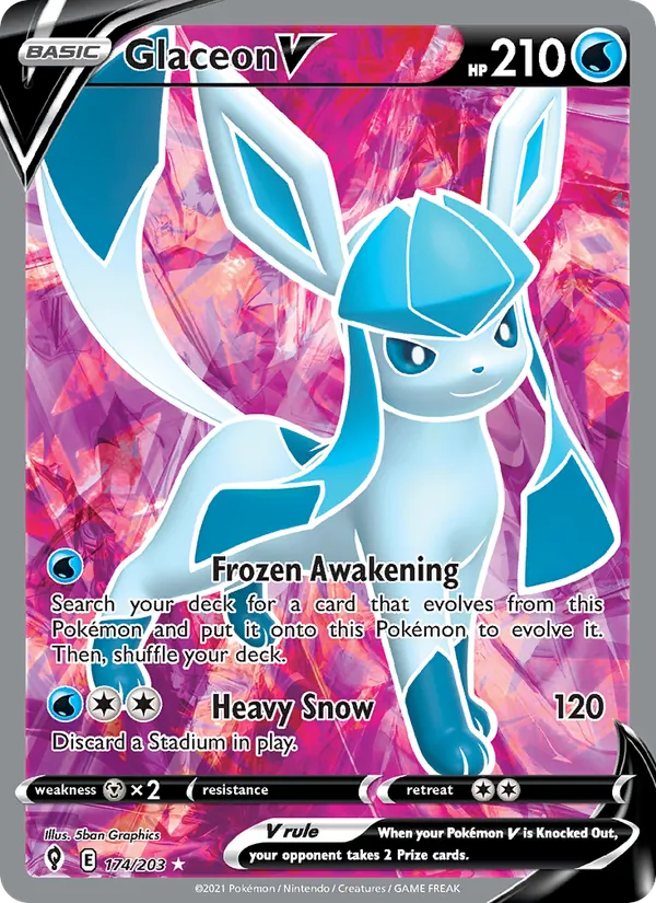 Glaceon V Holo 174/203 Evolving Skies Pokémon Card