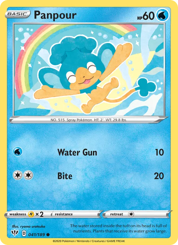Panpour Reverse Holo 041/189 Darkness Ablaze Pokémon Card