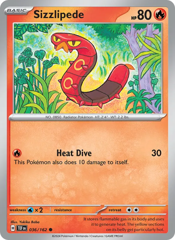 Sizzlipede Reverse Holo 036/162 Temporal Forces Pokémon Card