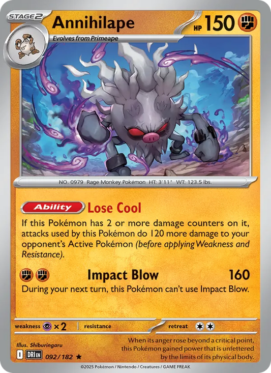 Annihilape Holo 092/182 Destined Rivals Pokémon Card