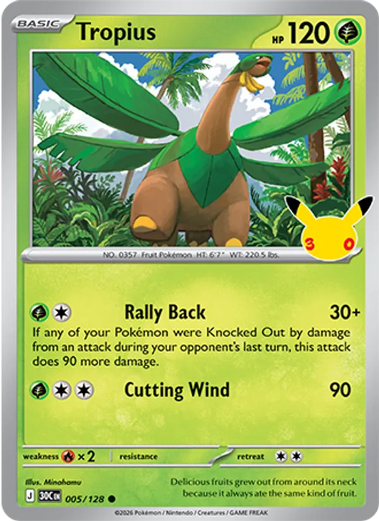 Tropius Normal 005/128 30th Celebration Pokémon Card
