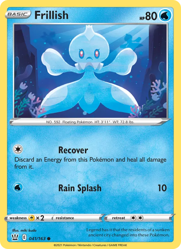 Frillish Reverse Holo 041/163 Battle Styles Pokémon Card