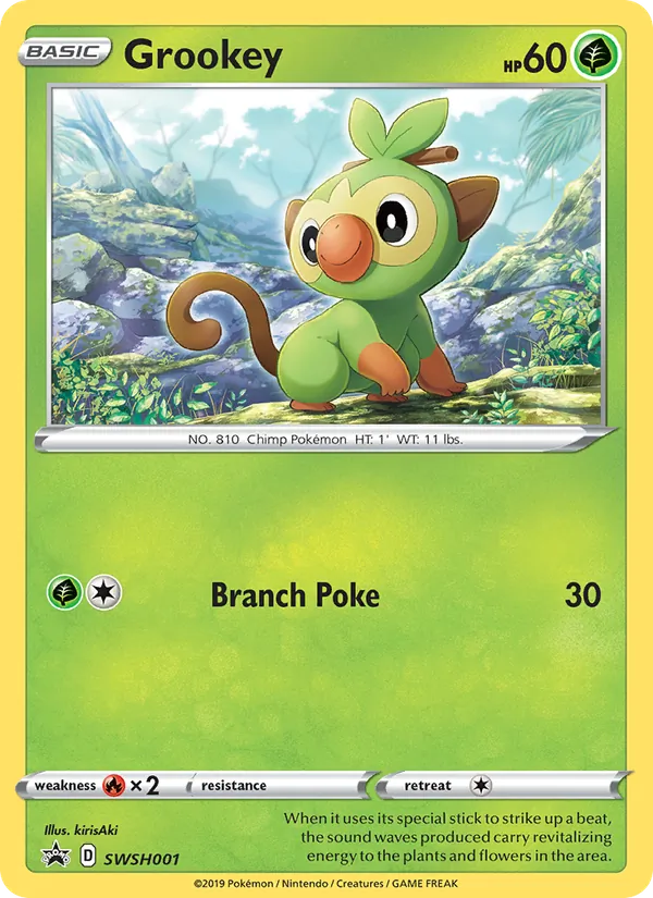 Grookey Holo WH001/307 SWSH Black Star Promos Pokémon Card