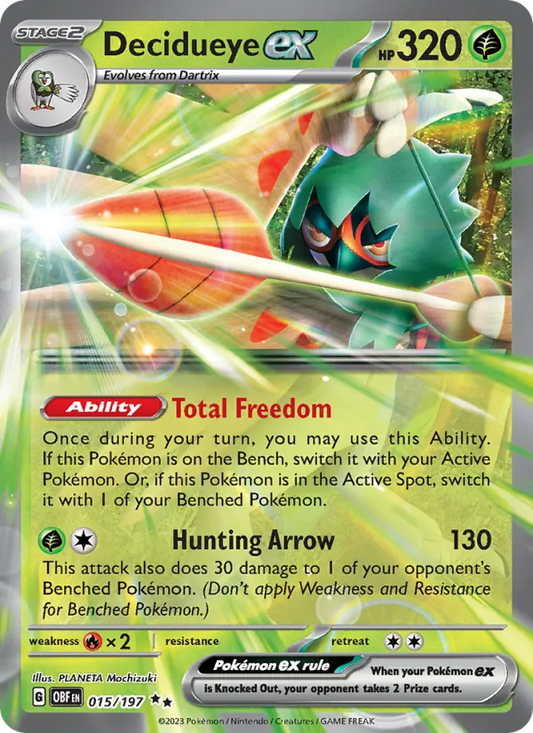 Decidueye ex Holo 015/197 Obsidian Flames Pokémon Card