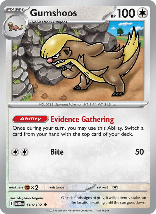 Gumshoos Normal 110/132 Mega Evolution Pokémon Card