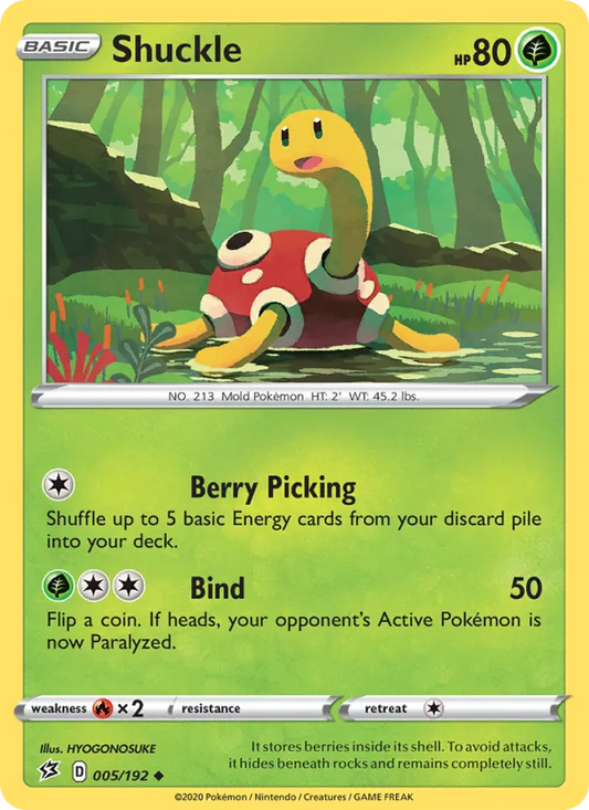 Shuckle Reverse Holo 005/192 Rebel Clash Pokémon Card