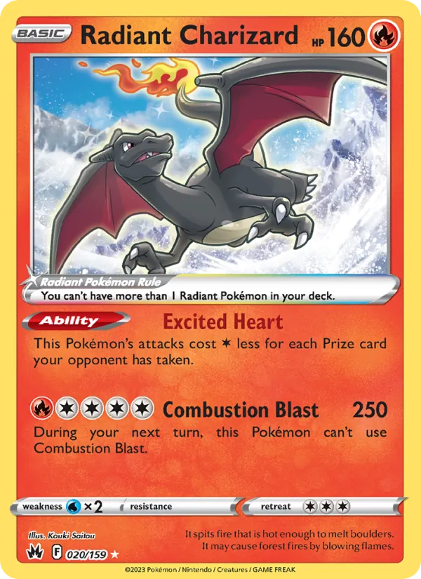 Radiant Charizard Holo 020/159 Crown Zenith Pokémon Card