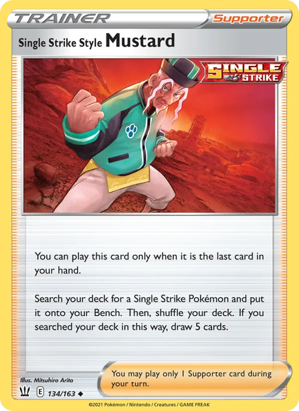 Single Strike Style Mustard Reverse Holo 134/163 Battle Styles Pokémon Card