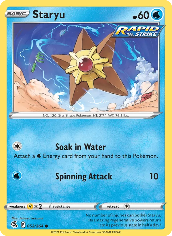 Staryu Reverse Holo 052/264 Fusion Strike Pokémon Card