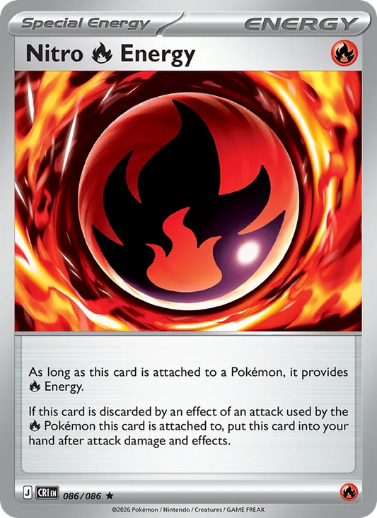 Nitro Fire Energy Holo 086/86 Chaos Rising Pokémon Card