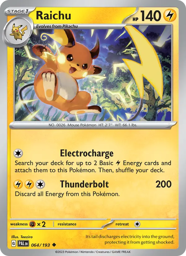 Raichu Non-Foil 064/193 Paldea Evolved Pokémon Card