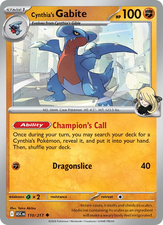 Cynthia's Gabite Normal 110/217 Ascended Heroes Pokémon Card