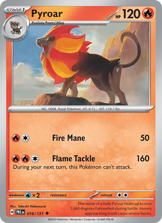 Pyroar Normal 016/131 Prismatic Evolutions Pokémon Card