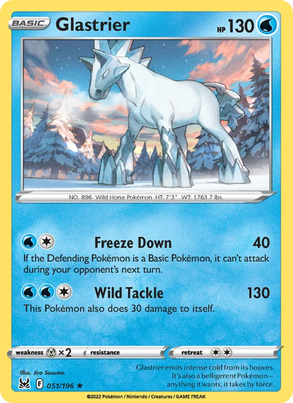 Glastrier Reverse Holo 051/196 Lost Origin Pokémon Card