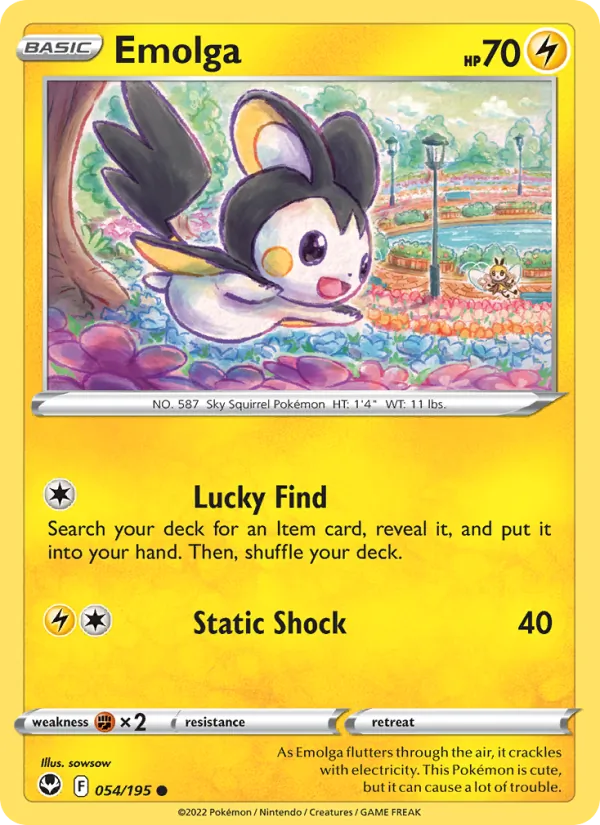 Emolga Reverse Holo 054/195 Silver Tempest Pokémon Card