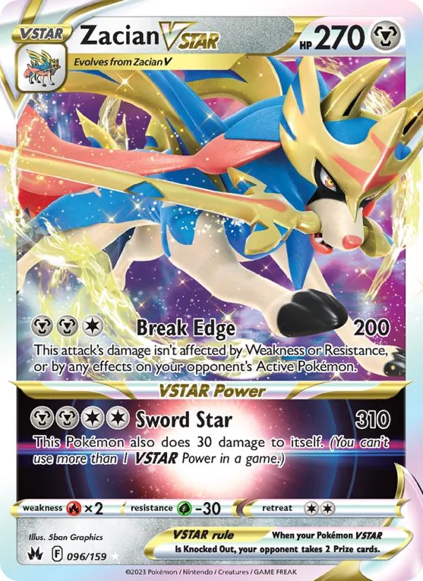 Zacian VSTAR Holo 096/159 Crown Zenith Pokémon Card