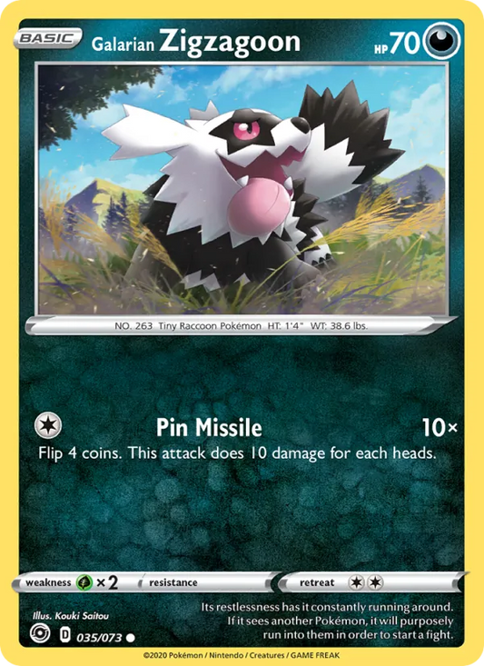 Galarian Zigzagoon Reverse Holo 035/73 Champion's Path Pokémon Card