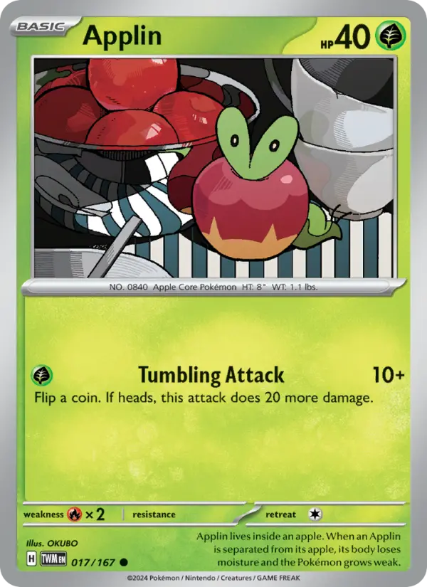 Applin Reverse Holo 017/167 Twilight Masquerade Pokémon Card
