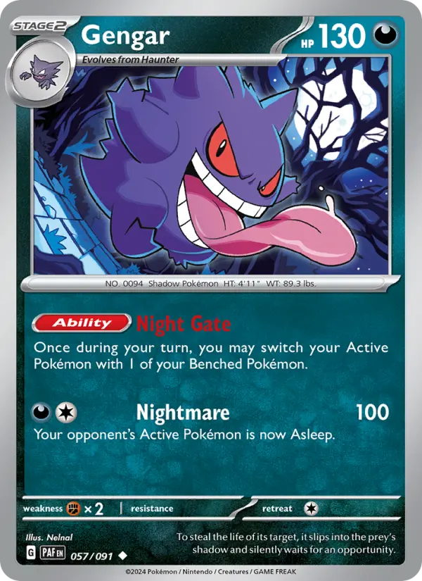 Gengar Reverse Holo 057/91 Paldean Fates Pokémon Card