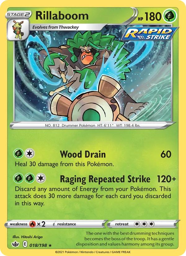 Rillaboom Reverse Holo 018/198 Chilling Reign Pokémon Card