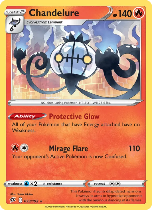 Chandelure Reverse Holo 033/192 Rebel Clash Pokémon Card
