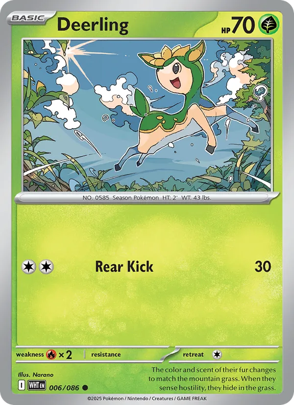 Deerling Normal 006/86 White Flare Pokémon Card