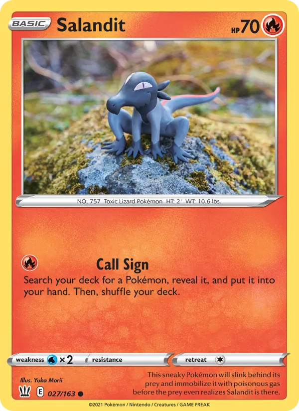 Salandit Reverse Holo 027/163 Battle Styles Pokémon Card