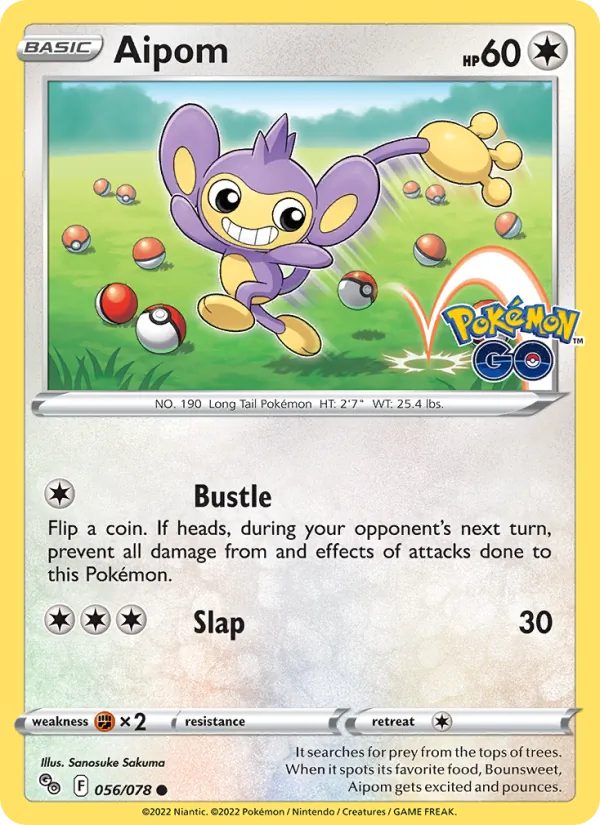 Aipom Reverse Holo 056/78 Pokémon GO Pokémon Card