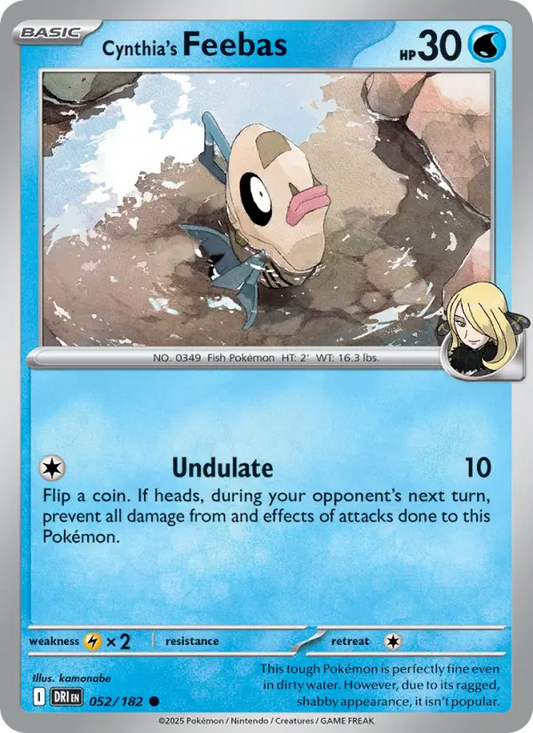 Cynthia's Feebas Reverse Holo 052/182 Destined Rivals Pokémon Card