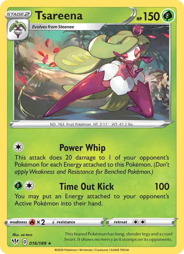 Tsareena Reverse Holo 016/189 Darkness Ablaze Pokémon Card
