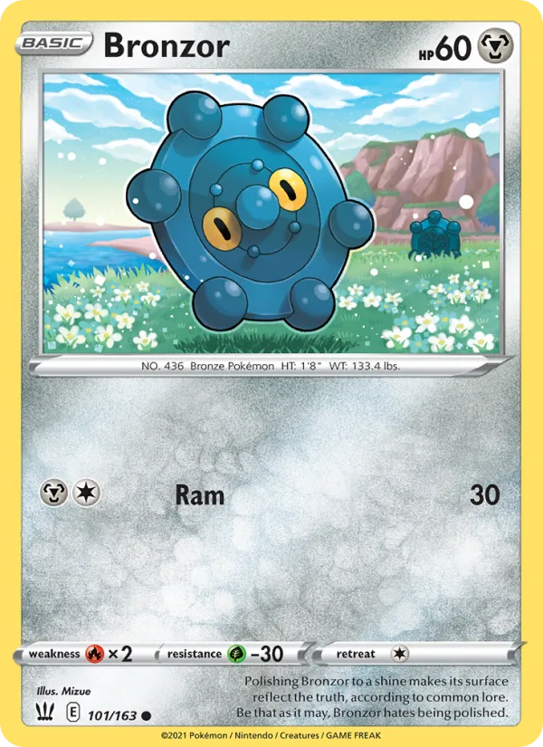 Bronzor Reverse Holo 101/163 Battle Styles Pokémon Card