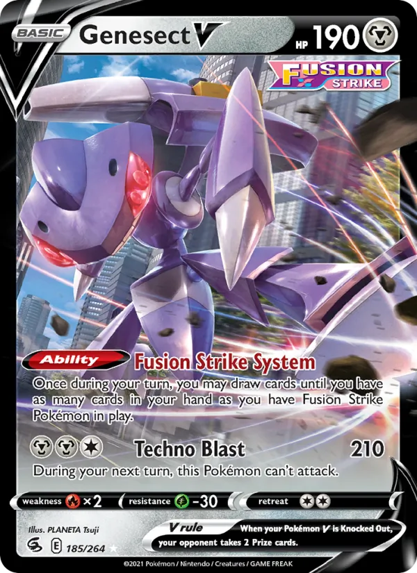 Genesect V Holo 185/264 Fusion Strike Pokémon Card