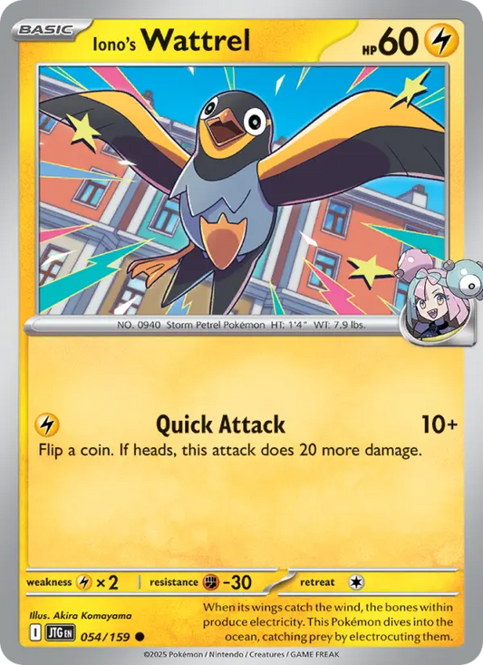Iono's Wattrel Reverse Holo 054/159 Journey Together Pokémon Card