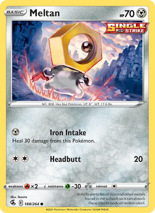 Meltan Reverse Holo 188/264 Fusion Strike Pokémon Card