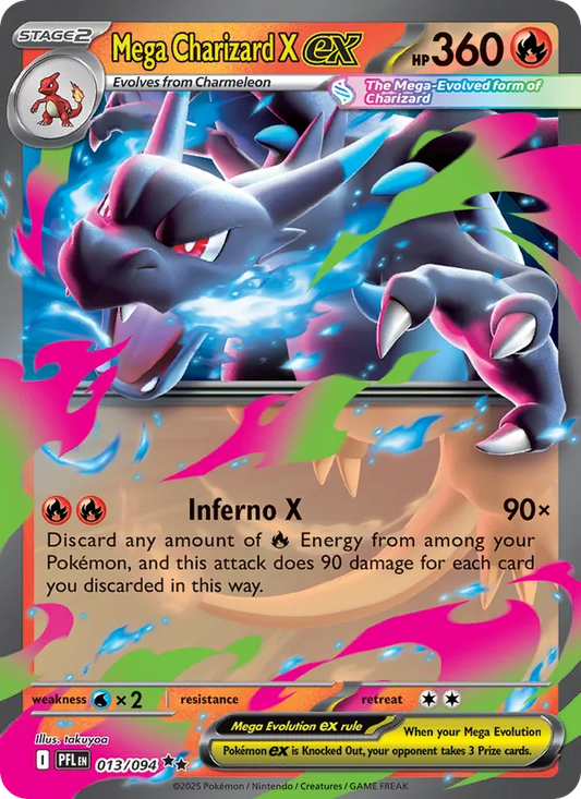 Mega Charizard X ex Holo 013/94 Phantasmal Flames Pokémon Card
