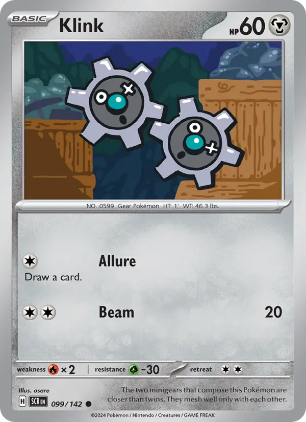 Klink Reverse Holo 099/142 Stellar Crown Pokémon Card
