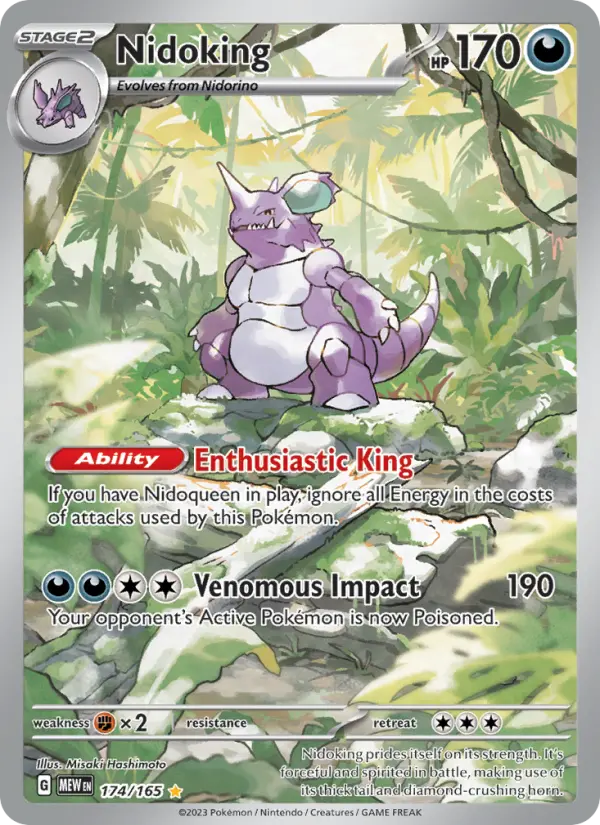 Nidoking Holo 174/165 151 Pokémon Card
