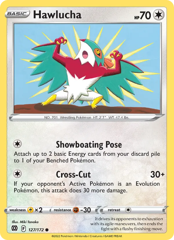 Hawlucha Reverse Holo 127/172 Brilliant Stars Pokémon Card