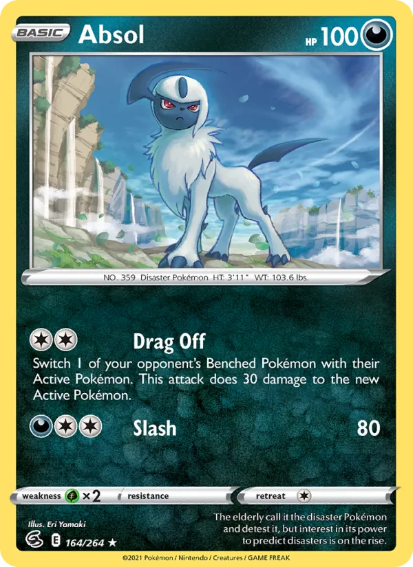 Absol Reverse Holo 164/264 Fusion Strike Pokémon Card