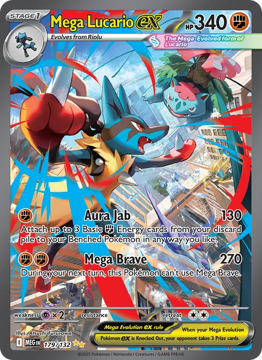 Mega Lucario ex Holo 179/132 Mega Evolution Pokémon Card