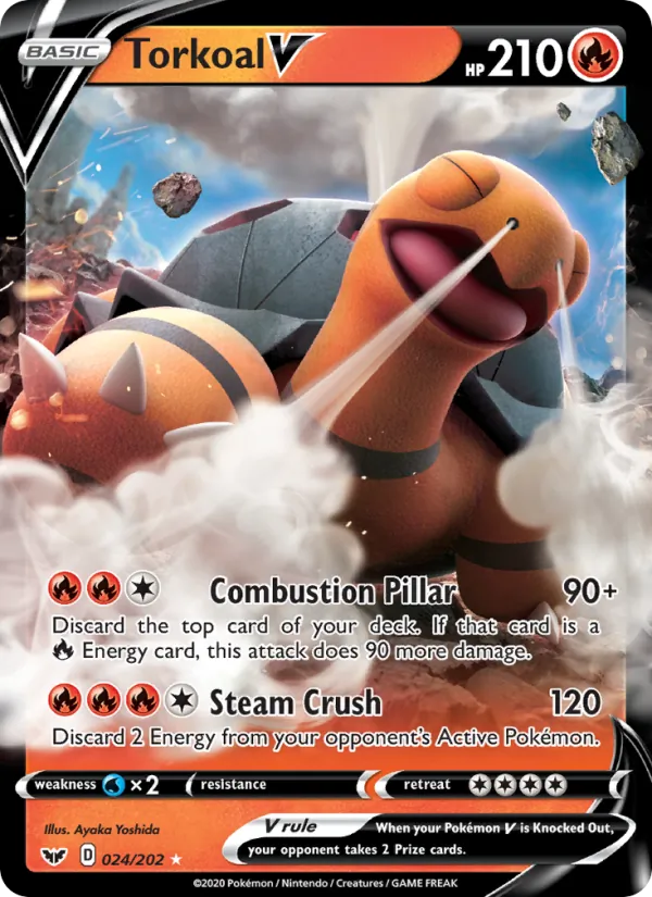 Torkoal V Holo 024/202 Sword & Shield Pokémon Card