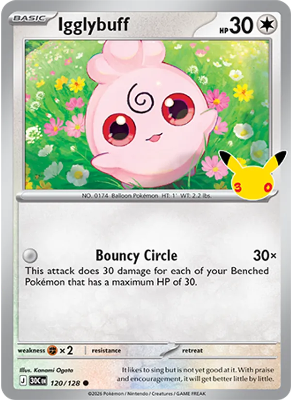Igglybuff Normal 120/128 30th Celebration Pokémon Card