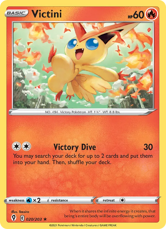 Victini Reverse Holo 020/203 Evolving Skies Pokémon Card
