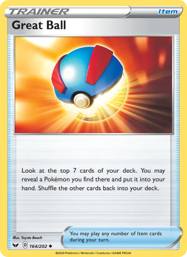 Great Ball Reverse Holo 164/202 Sword & Shield Pokémon Card